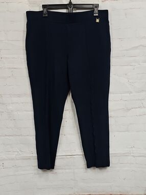 Anne Klein Navy Blue Stretch Ankle Pants